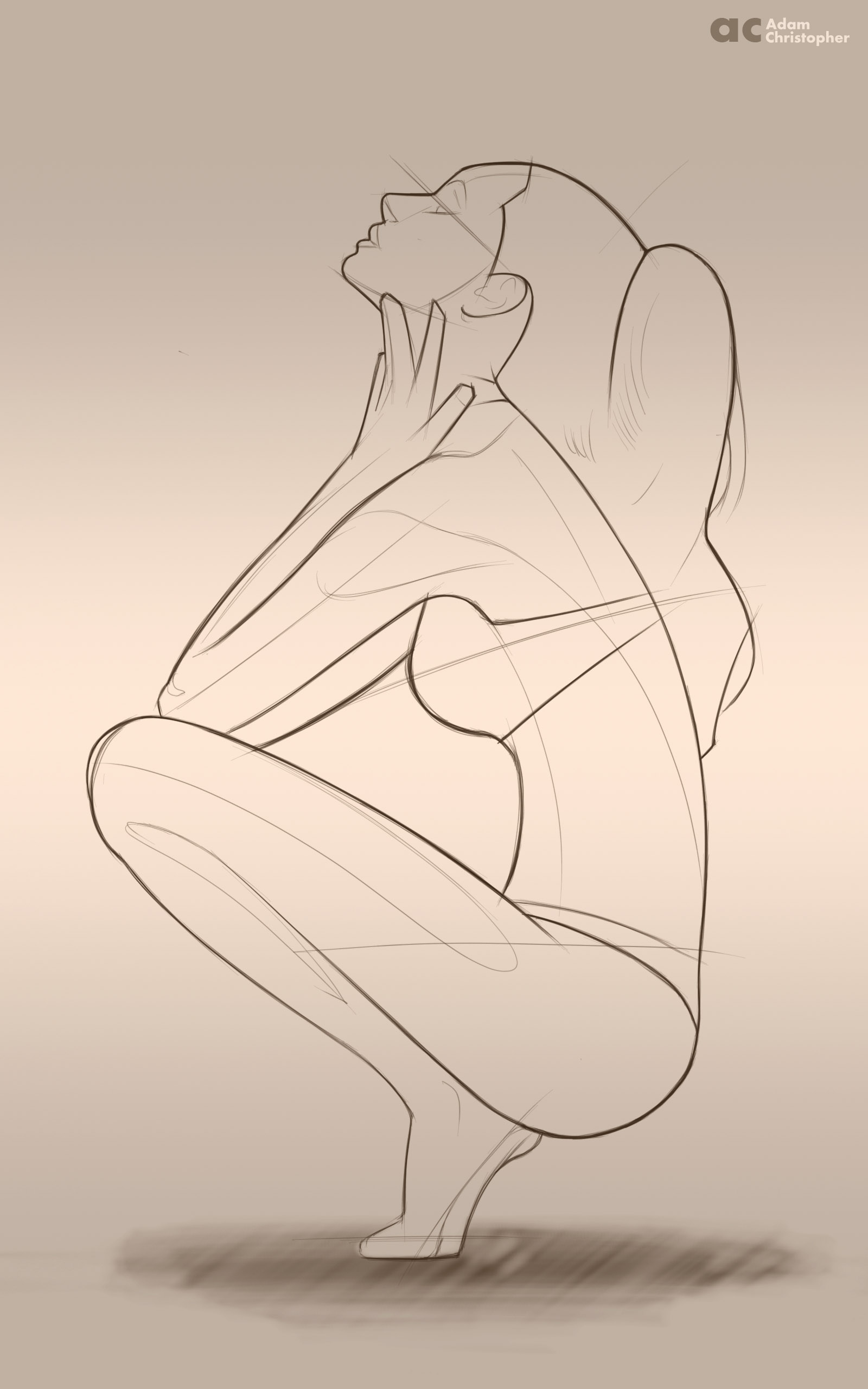 crouching women pose