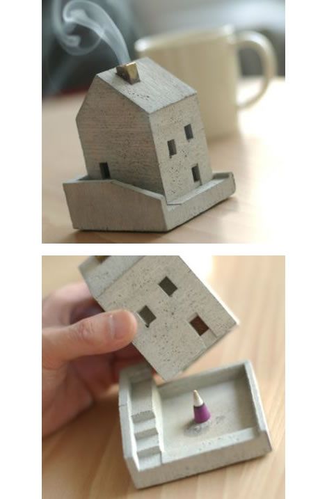 cute smoking concrete house