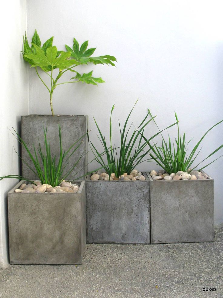 patina concrete flower pots