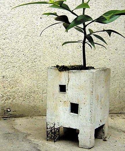 rustic building planter