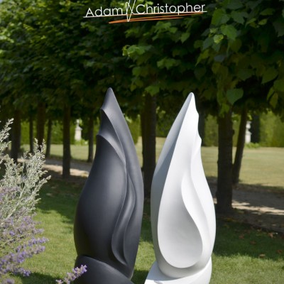 Flame Modern Sculpture black and white yin yang