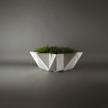 Large white concrete planter