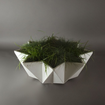 large bowl planter in white fibre concrete