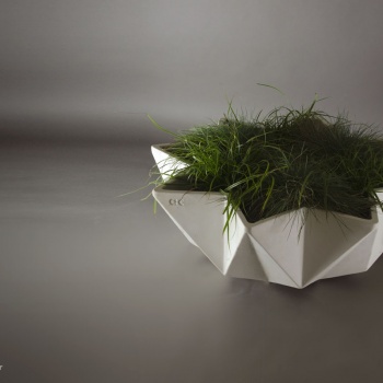 1 metre bowl planter in white concrete