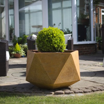 AC flower pots Femkant corten steel rust 1000 logo