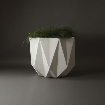 large concrete planter in white