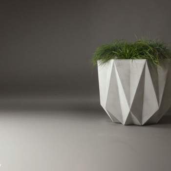 large modern concrete geometric flower pot