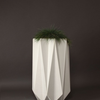 tall modern concrete planter in white