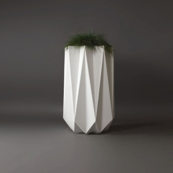 white geometric concrete planter