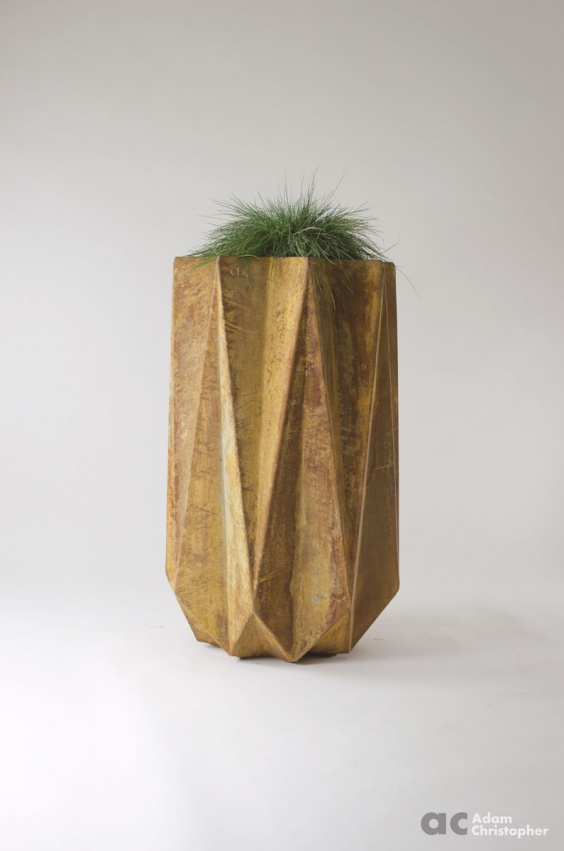 geometric large modern planter in fibre concrete
